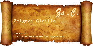 Zsigrai Cirilla névjegykártya